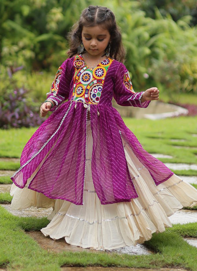 Gown Navratri Dress For Girl Online Buy Georgette Purple Navratri