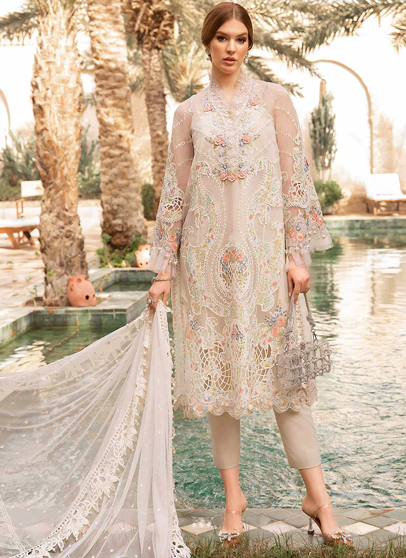 Pakistani Suits Heavy Salwar Suits For Wedding Heavy Cotton Beige