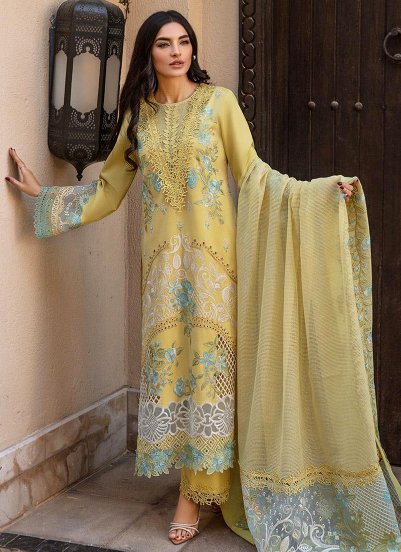Yellow Designer Lawn Suits Online Buy Heavy Cotton Yellow Festival