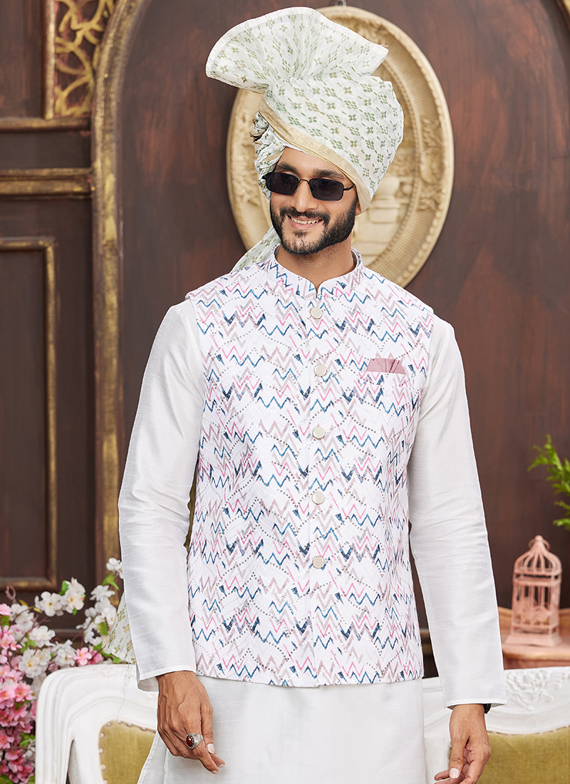 Waistcoat Modi Dress For Marriage Silk Kurta Pajama With Modi