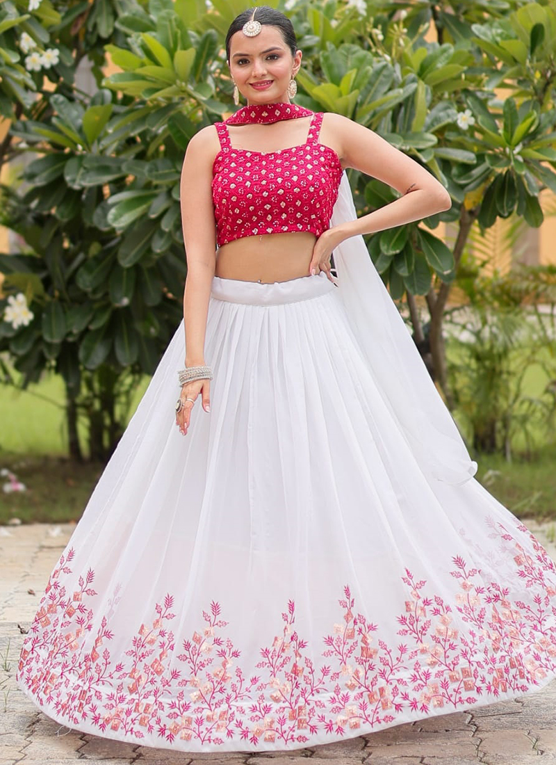 Buy Georgette Pink Festival Wear Embroidery Work Lehenga Choli