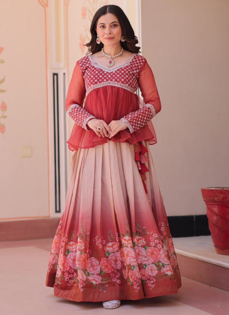 Chiffon Designer Wear Readymade Lehenga Choli Pieces Catalog