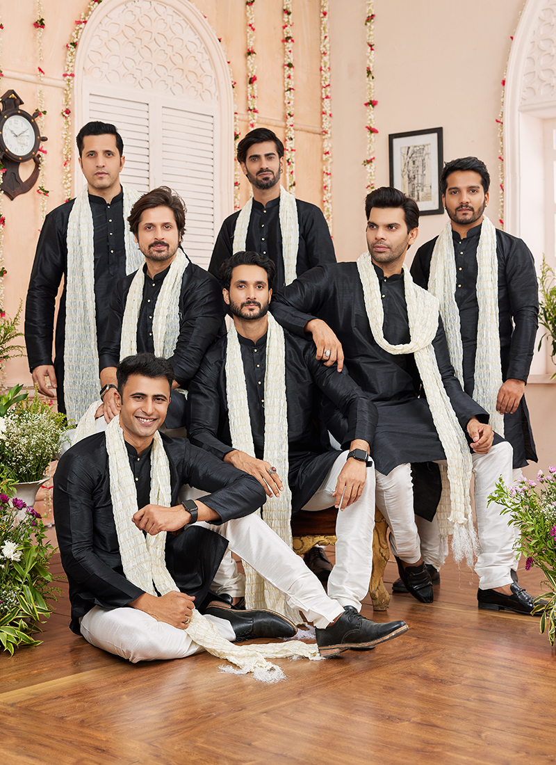 Buy Art Silk Black Festival Wear Plain Readymade Kurta Pajama