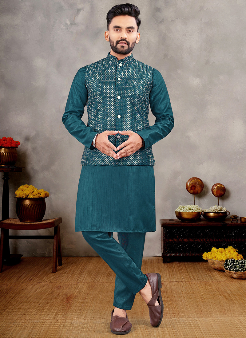 Banglori Silk Wholesale Readymade Modi Jacket Kurta Pajama