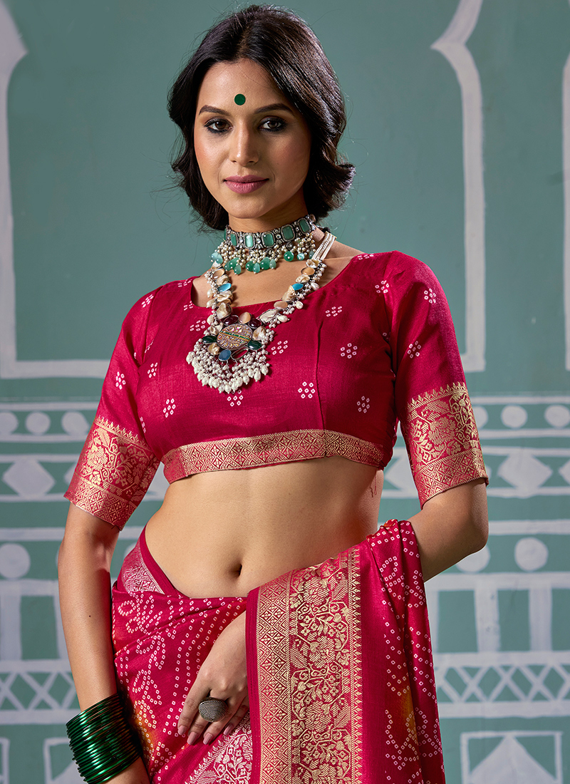 Buy Victoria Soft Rani Pink Party Wear Digital Print Work Saree Online ...