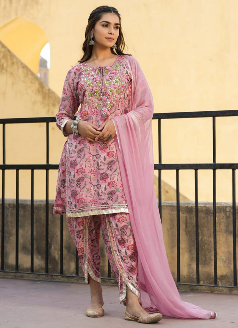 Pakistani Kurti Design For Dhoti Salwar Georgette Embroidered