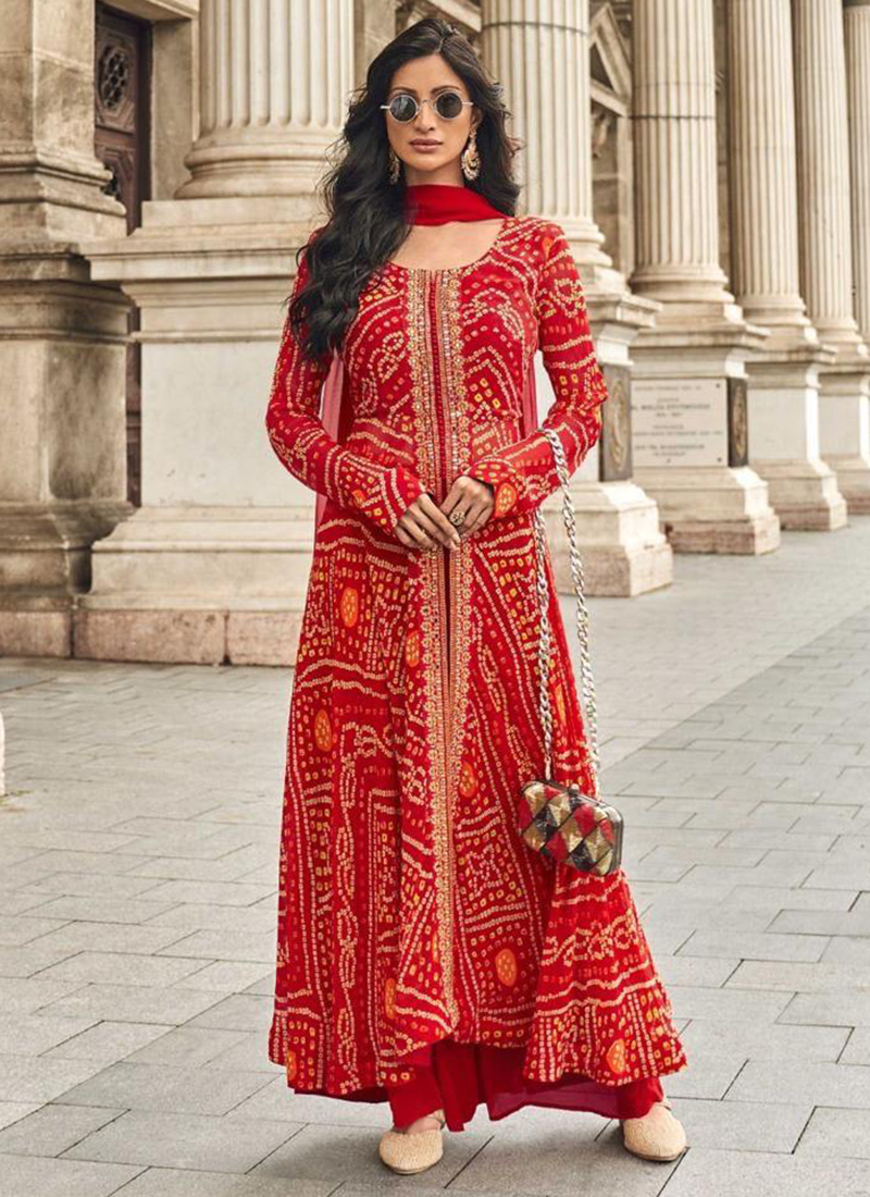 Indo Western Dress Indian Bandhani Dresses Rajasthani Silk Beige