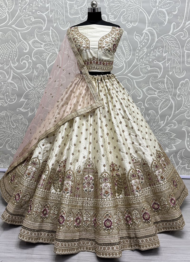 Buy Net White Wedding Wear Hand Work Lehenga Choli Online From ...