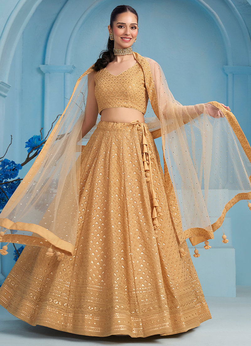 Grey Color Marriage Special Georgette Lehenga Choli