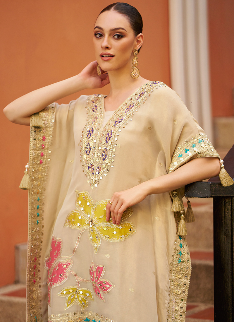 Cream Gotta Patti Silk Dupatta