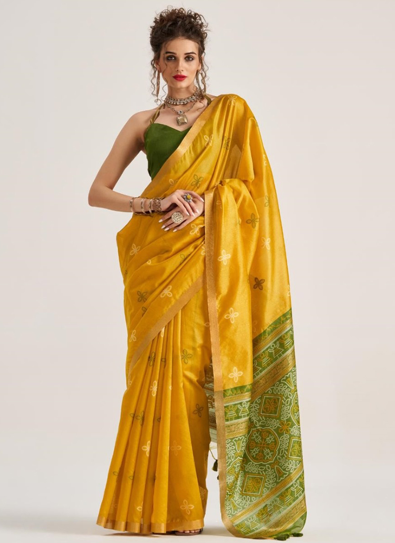 Bandhej Silk Party Wear Saree Pieces Catalog Catalog