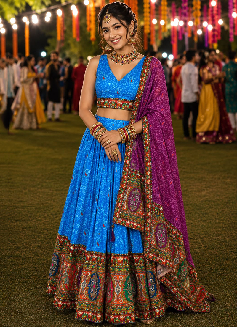 Satin Silk Festival Wear Readymade Navratri Lehenga Choli 3 Pieces ...