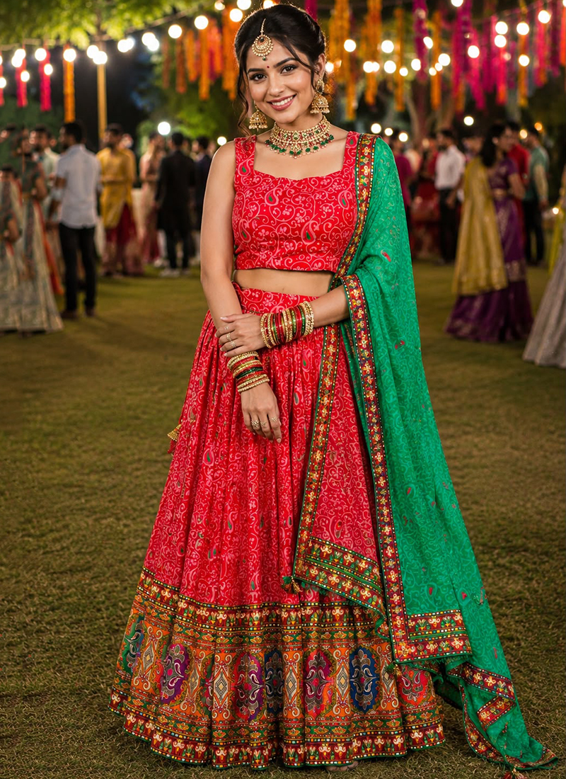 Satin Silk Festival Wear Readymade Navratri Lehenga Choli 3 Pieces ...