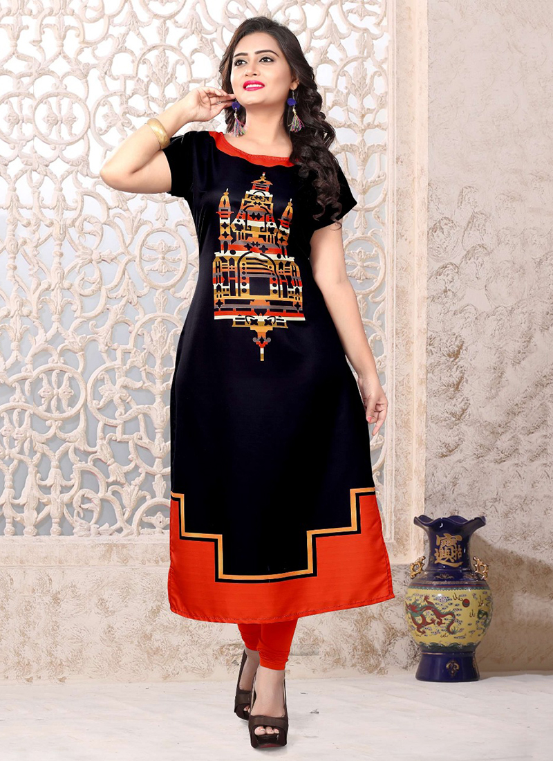 Medium And XXl Digital Print American Crepe Fabric Kurtis