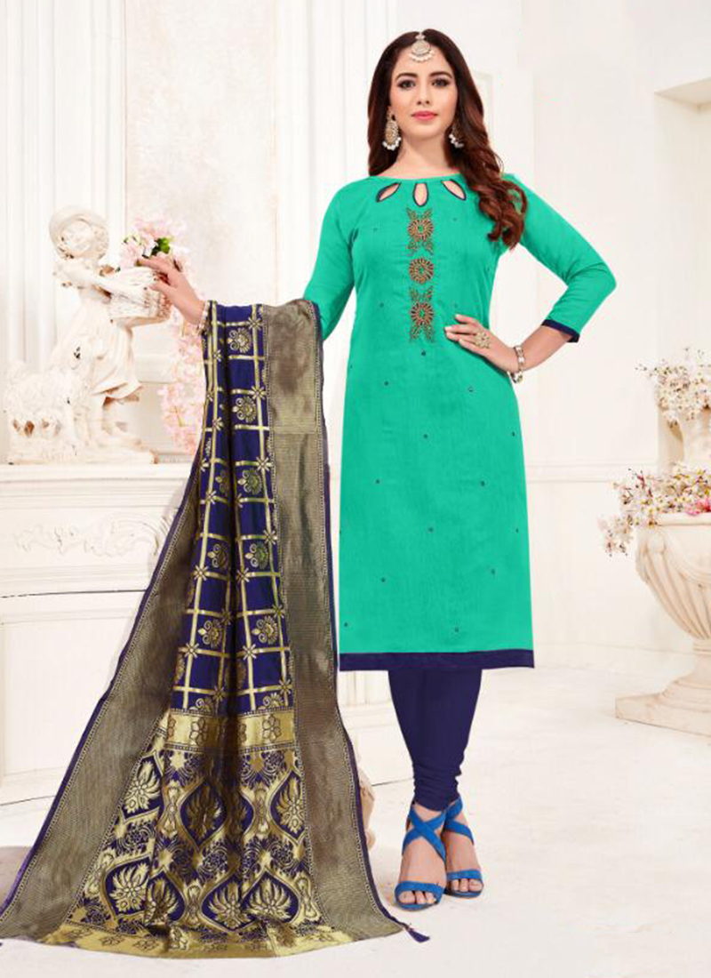 churidar material with embroidery work