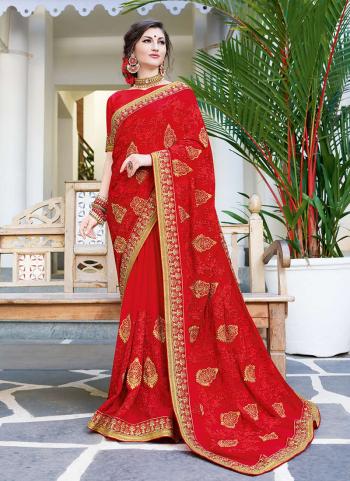 Red Rangoli Silk Festival Wear Embroidery Work Saree
