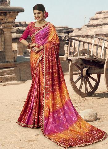 Multi Color Georgette Party Wear Bandhani Printed Saree