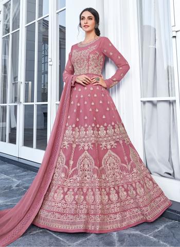 Pink Georgette Festival Wear Embroidery Work Anarkali Suit