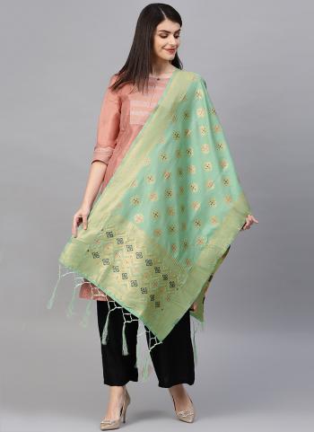 Banarasi Silk Pista Green Wedding Wear Zari Work Dupatta