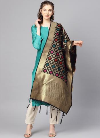 Black Banarasi Silk Zari Work Traditional Wear Dupatta