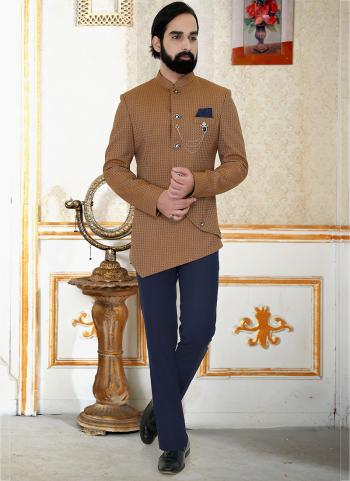 Beige Jacquard Party Wear Fancy Jodhpuri Suit