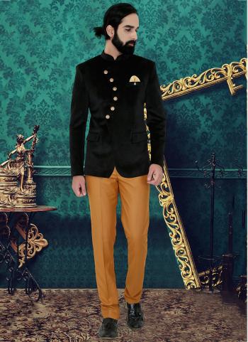 Black Velvet Party Wear Fancy Jodhpuri Suit