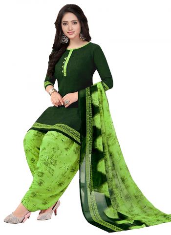Green Lawn Crepe Daily Wear Printed Work Patiyala Suit
