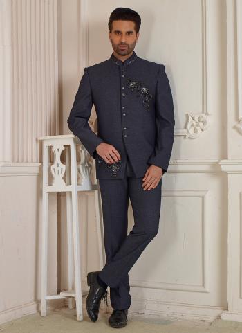 New Blue Suiting Wedding Wear Fancy Jodhpuri Suit