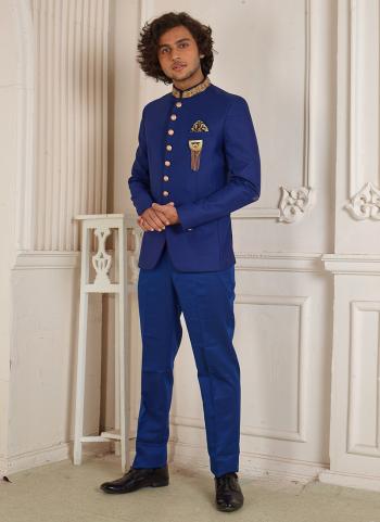 Royal Blue Suiting Wedding Wear Fancy Jodhpuri Suit