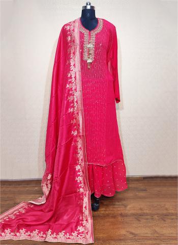 Rani Pure Chiffon Wedding Wear Hand Work Dress Material