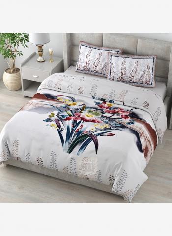 Blue Cotton Daily Wear Digital Printed Bed Sheet