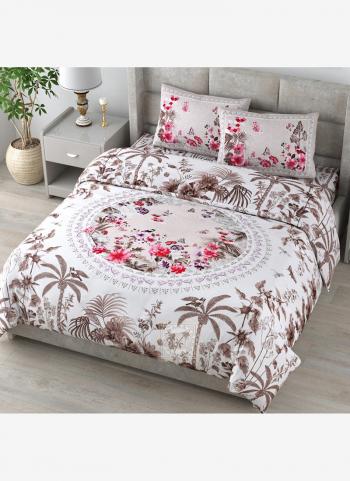 Brown Cotton Daily Wear Digital Printed Bed Sheet