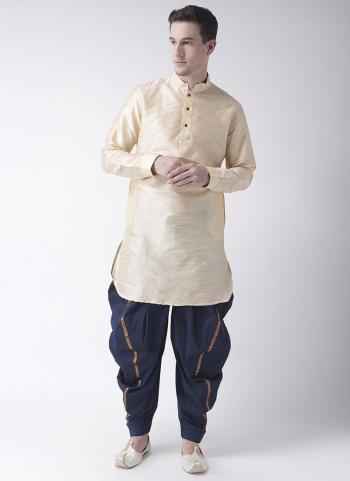 Cream Dhupion Silk Traditional Wear Plain Dhoti Kurta Pajama