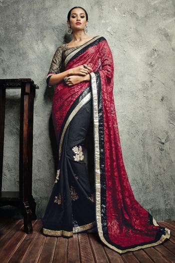Brown Brasso Party Wear Printed Saree