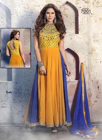 Majestic Gold Party Wear Designer Anarkali Suit