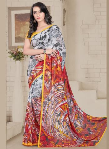 Casual Wear Georgette Multi Colour Printed Saree