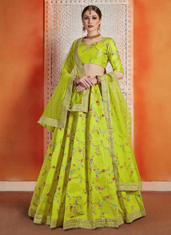Green Art Silk Reception Wear Sequins Work Lehenga Choli