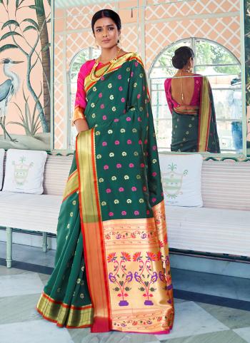Green Silk Festival Wear Weaving Saree