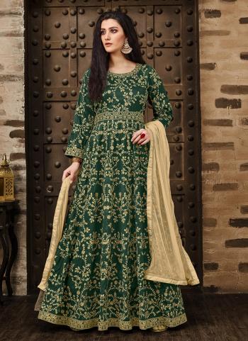 Green Tapeta Silk Wedding Wear Heavy Embroidery Work Anarkali Suit