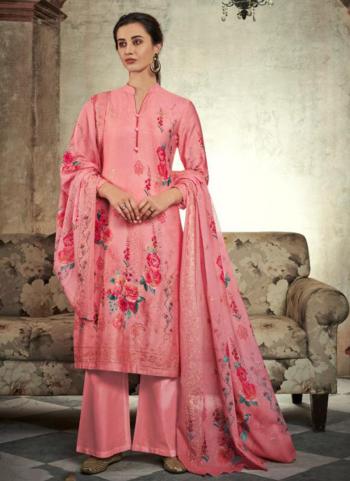 Jam Satin Pink Festival Wear Sequins Work Palazzo Suit