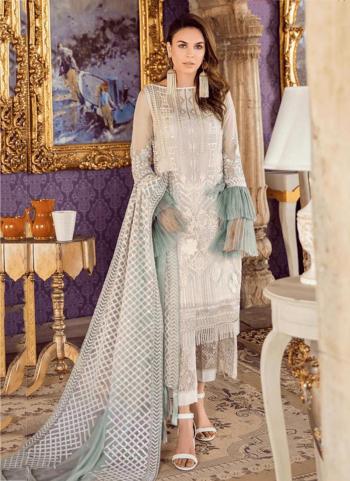 Net White Festival Wear Embroidery Work Pakistani Suit