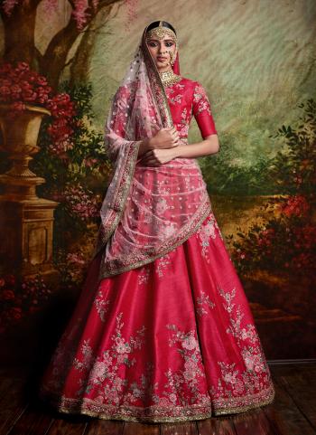 Rani Mulberry Silk Bridal Wear Heavy Embroidery Work Lehenga Choli