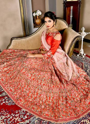 Silk Red Bridal Wear Heavy Embroidery Work Lehenga Choli