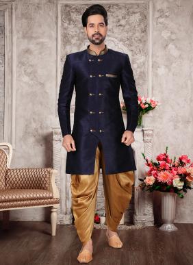 Tuquoise Blue  Indo western Brocade Silk Dhoti