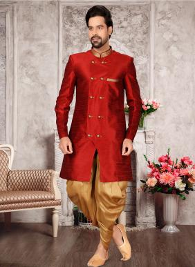 Camel Indo western Juti Brocade Silk Dhoti main image 1