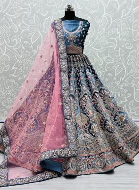 A2373 Velvet Fancy Zari And Thread Work Bridal Lehenga Cholis Collection