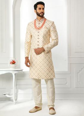 Art Silk Readymade Wedding Wear Latest Designer Sherwanis Collection