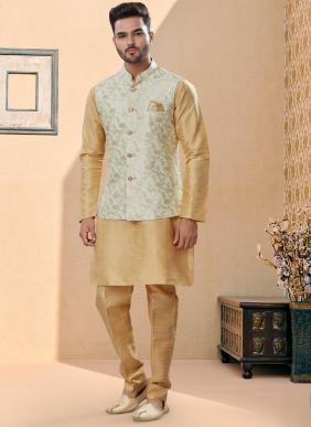 Diwali Wear Readymade Dupion Silk Kurta Pajama With Jacket Collection