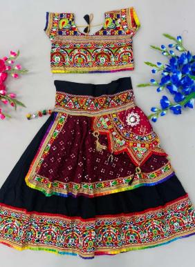 Pure Cotton Double Layered Heavy Mirror Work Navratri Wear Readymade Lehenga Cholis Collection