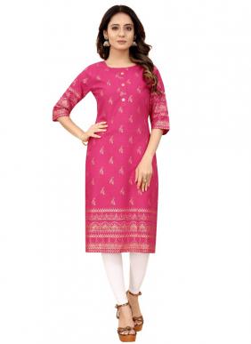 CF5534 Foil Gold Printed Daily Wear Fancy Ruby Cotton Kurtis Collection